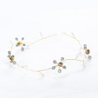 Zinc Alloy Hair Band, with ABS Plastic Pearl, Flower, gold color plated, for bridal, lead & cadmium free 