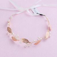 Zinc Alloy Hair Band, with ABS Plastic Pearl, Flower, gold color plated, for bridal, lead & cadmium free, 100-120mm 