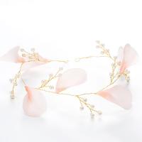 Zinc Alloy Hair Band, with ABS Plastic Pearl, Flower, gold color plated, for children, lead & cadmium free, 100-120mm 