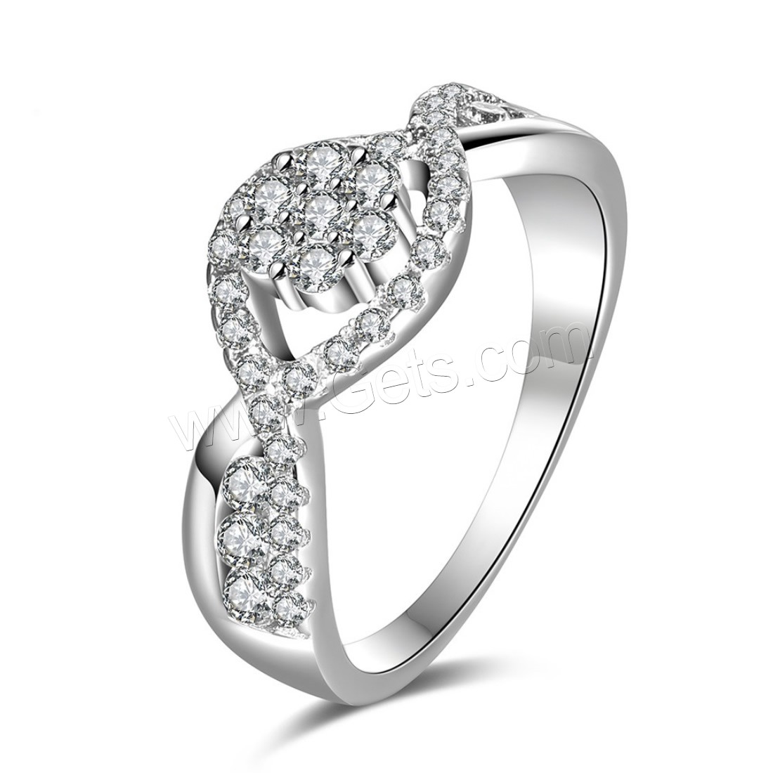 Newegg® Finger Ring, Brass, platinum plated, for woman & with rhinestone, 20mm, 5mm, Sold By PC