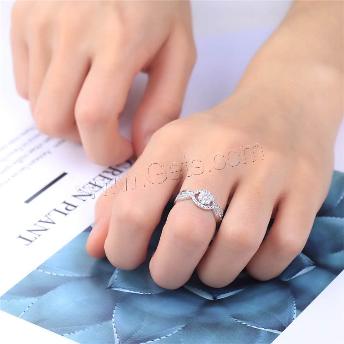 Палец кольцо Newegg®, Латунь, покрытый платиной, Женский & со стразами, 20mm, 5mm, продается PC
