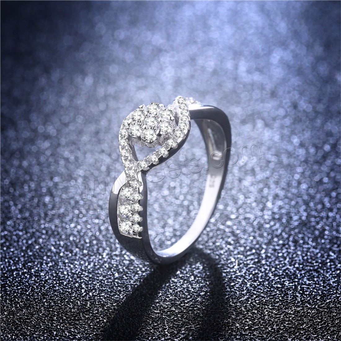 Newegg® Finger Ring, Brass, platinum plated, for woman & with rhinestone, 20mm, 5mm, Sold By PC