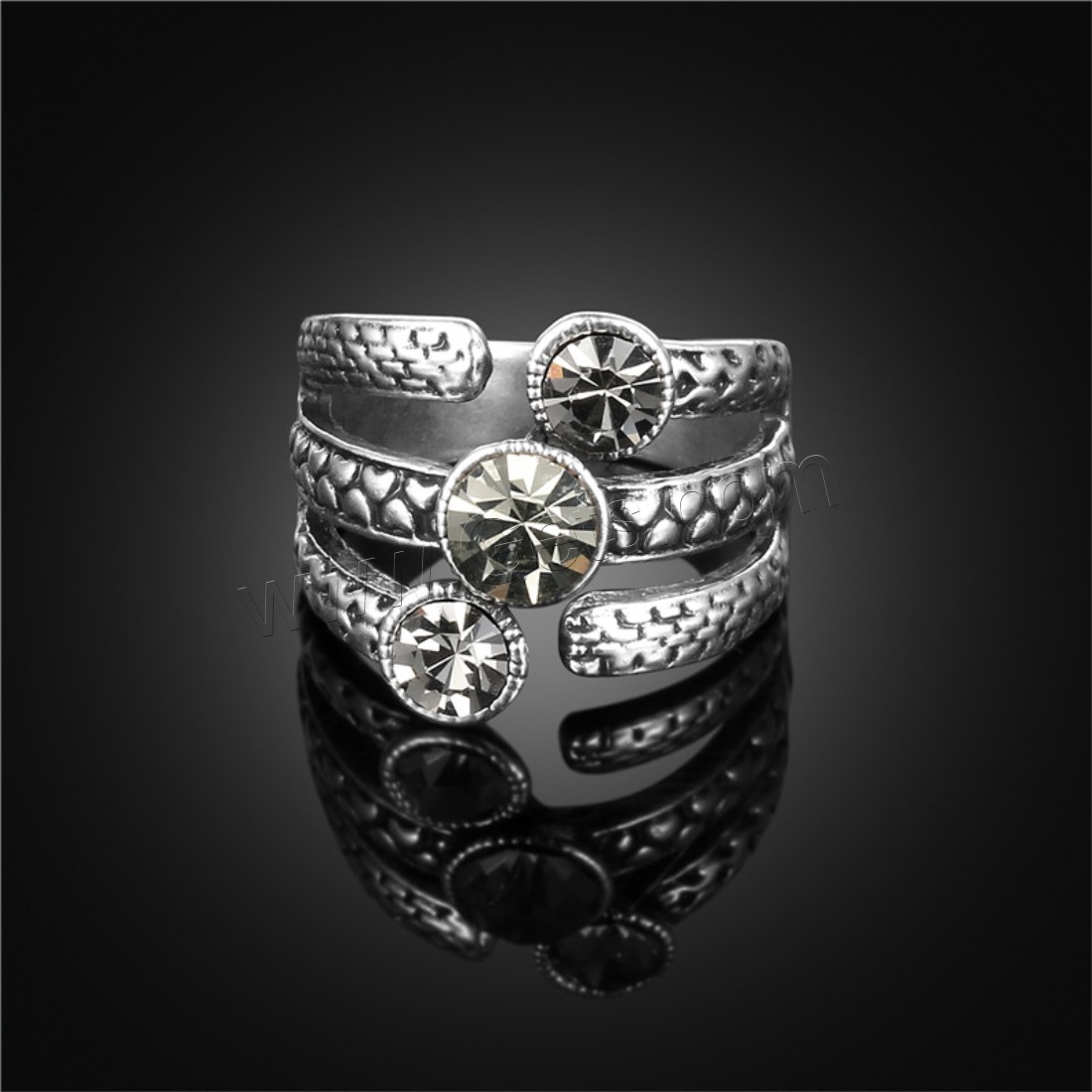 El anillo de dedo Newegg®, aleación de zinc, chapado en color de plata antigua, para mujer & con diamantes de imitación, 14mm, Vendido por UD