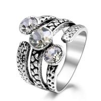 Newegg® Finger Ring, Zinc Alloy, antique silver color plated, for woman & with rhinestone, 14mm 