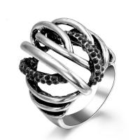 Newegg® Finger Ring, Zinc Alloy, antique silver color plated, for woman & with rhinestone, 22mm 