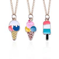 Enamel Zinc Alloy Necklace, with iron chain, with 5cm extender chain, Ice Cream, gold color plated, Unisex & twist oval chain lead & cadmium free   Approx 17.5 Inch 