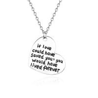 Enamel Zinc Alloy Necklace, with iron chain, with 5cm extender chain, Heart, antique silver color plated, Unisex & oval chain & with letter pattern, lead & cadmium free Approx 17.5 Inch 