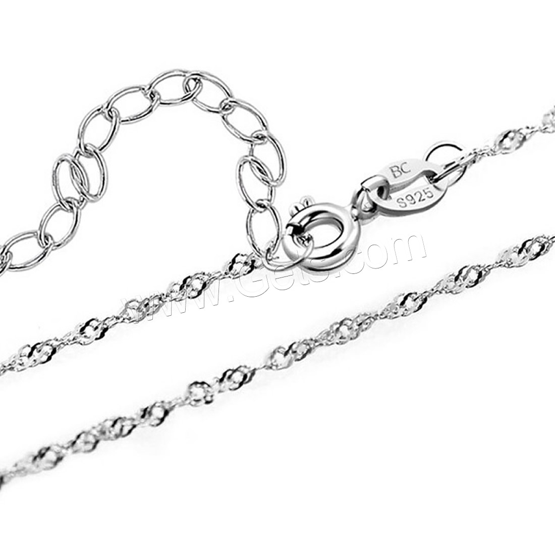 Серебряное ожерелье цепи, Серебро 925 пробы, Платиновое покрытие платиновым цвет, разный размер для выбора & Женский, длина:Приблизительно 15.5 дюймовый, Приблизительно 17.5 дюймовый, продается Strand