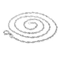 Sterling Silver Necklace Chain, 925 Sterling Silver, platinum color plated & for woman Approx 15.5 Inch, Approx 17.5 Inch 