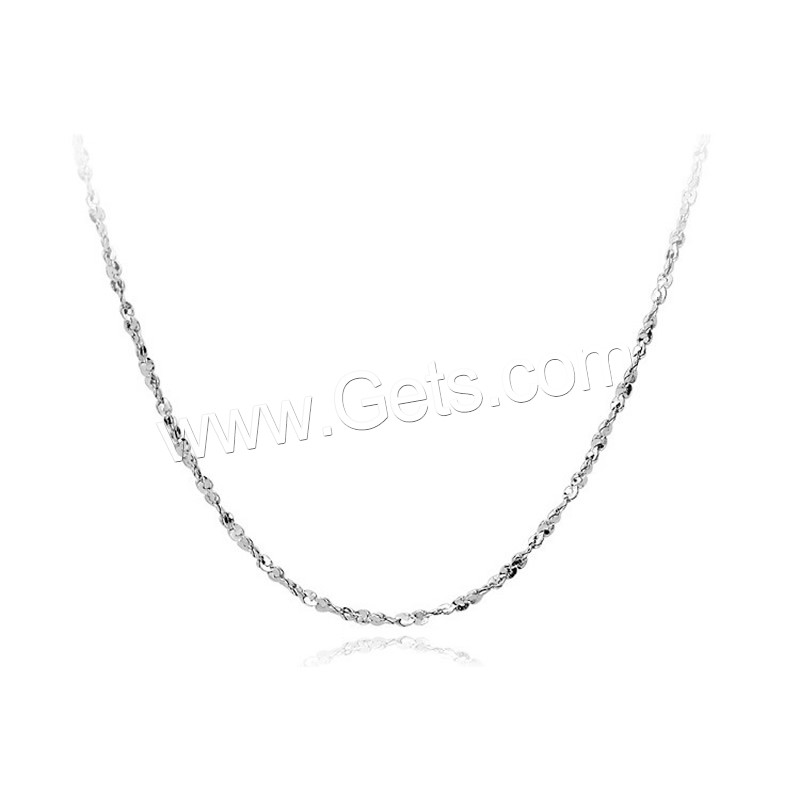 Sterling Silver Necklace Chain, 925 Sterling Silver, platinum color plated, different length for choice & for woman, 0.8mm, Sold By Strand