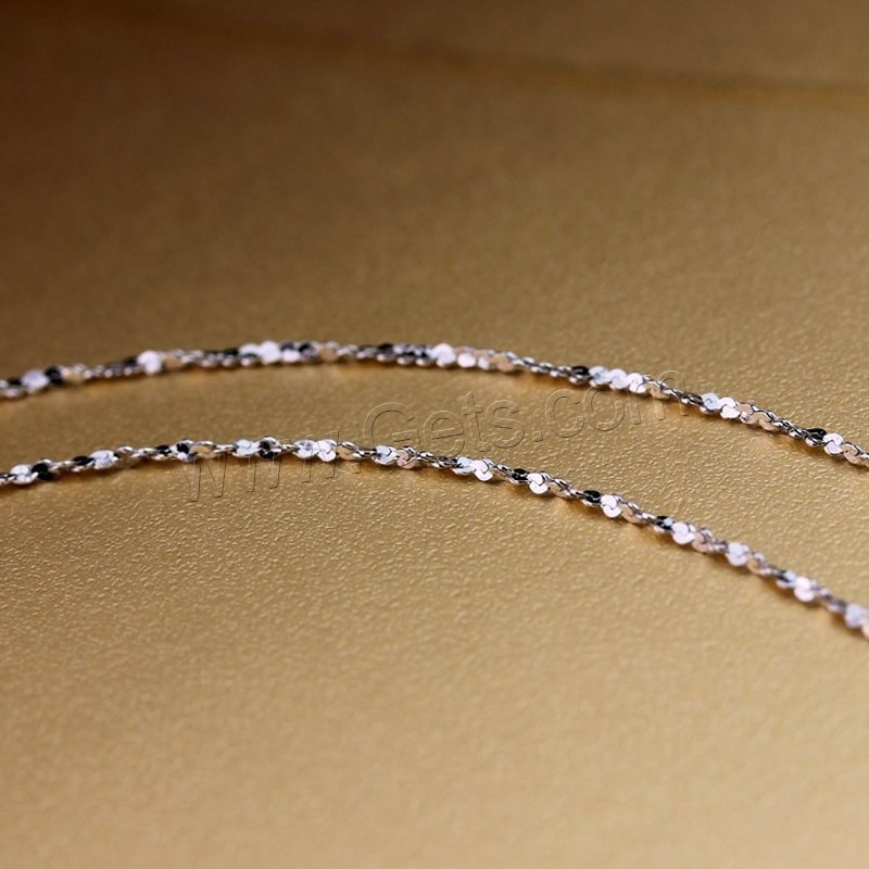 Серебряное ожерелье цепи, Серебро 925 пробы, Платиновое покрытие платиновым цвет, различной длины для выбора & Женский, 0.8mm, продается Strand
