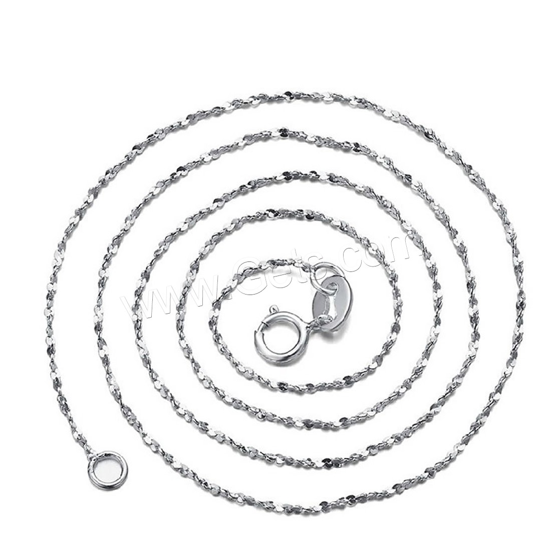 Sterling Silver Necklace Chain, 925 Sterling Silver, platinum color plated, different length for choice & for woman, 0.8mm, Sold By Strand