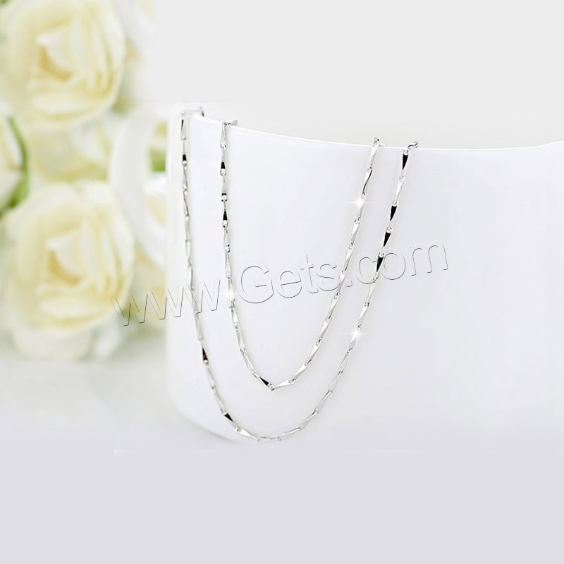 Sterling Silver Necklace Chain, 925 Sterling Silver, platinum color plated, seeds chain & different size for choice & for woman, Length:Approx 15.5 Inch, Approx 17.5 Inch, Sold By Strand