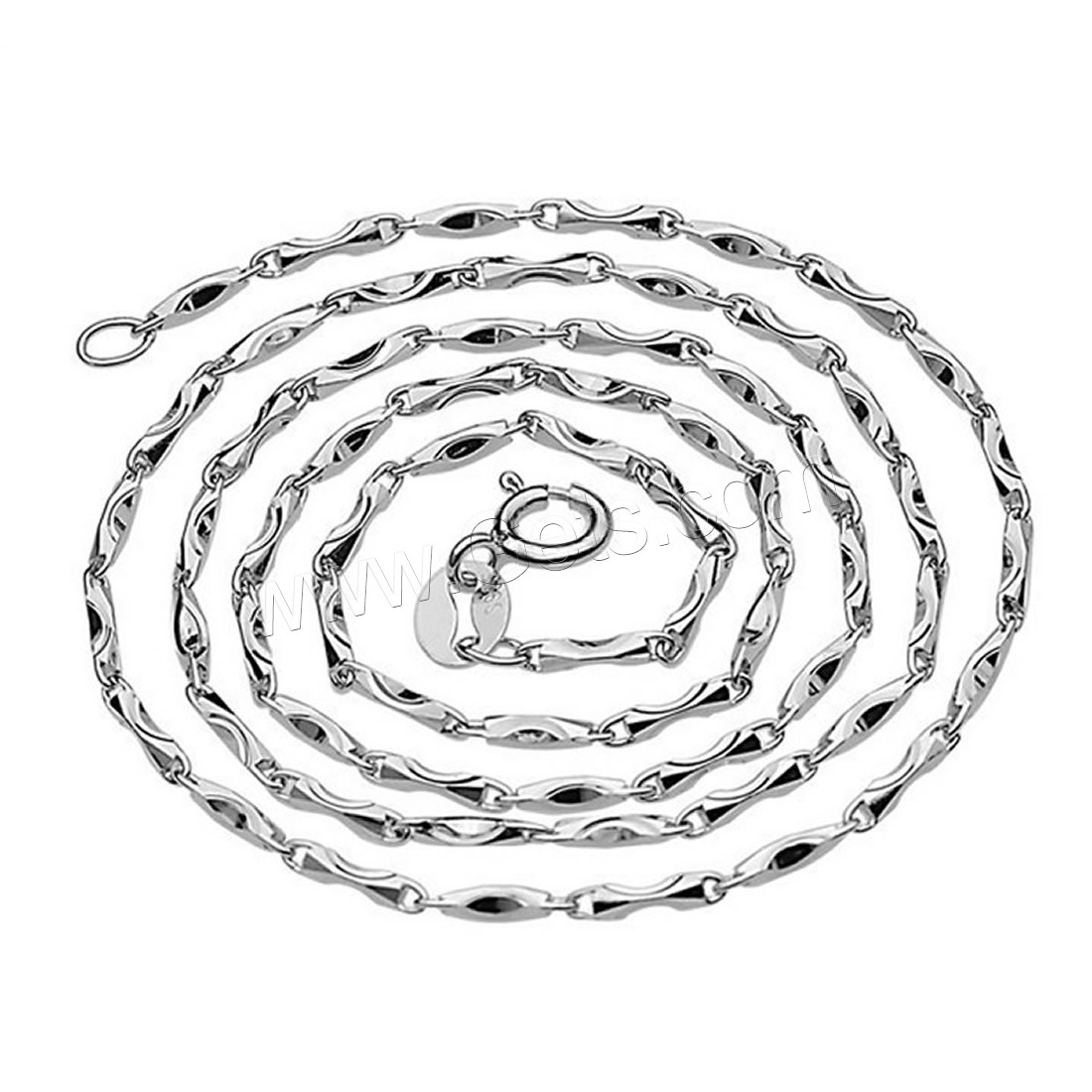 Серебряное ожерелье цепи, цинковый сплав, Платиновое покрытие платиновым цвет, слиток цепи & разный размер для выбора & Женский, длина:Приблизительно 15.5 дюймовый, Приблизительно 17.5 дюймовый, продается Strand