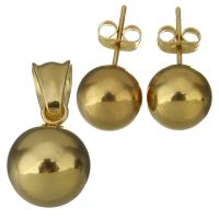 Fashion Stainless Steel Jewelry Sets, pendant & earring, gold color plated, for woman 10mm Approx 