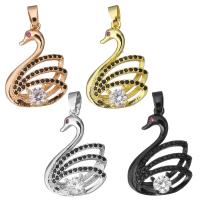 Cubic Zirconia Brass Pendants, Swan, plated, with cubic zirconia Approx 