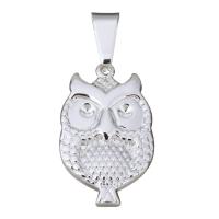 Stainless Steel Animal Pendants, Owl, real silver plated Approx 