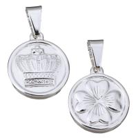 Stainless Steel Pendants, Flat Round, real silver plated Approx 