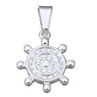 Stainless Steel Ship Wheel & Anchor Pendant, real silver plated Approx 