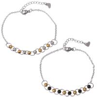 Bracelets en acier inoxydable, avec 1Inch chaînes de rallonge, Placage, chaîne ovale & pour femme, plus de couleurs à choisir, 6.5mm, 1.5mm Environ 7 pouce, Vendu par brin