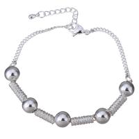 Stainless Steel Chain Bracelets, with 1.5Inch extender chain, real silver plated, curb chain & for woman, 8mm, 4mm Approx 7 Inch 