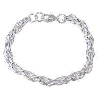 Stainless Steel Chain Bracelets, real silver plated, byzantine chain & for woman, 7mm Approx 8 Inch 