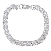 Stainless Steel Chain Bracelets, real silver plated, byzantine chain & for woman, 8mm Approx 8 Inch 