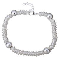 Stainless Steel Chain Bracelets, with 1Inch extender chain, real silver plated, for woman, 8mm, 5mm Approx 7 Inch 