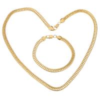 Fashion Stainless Steel Jewelry Sets, bracelet & necklace, real gold plated, Unisex & curb chain, 6mm, 6mm Approx 18 Inch, Approx  7 Inch 