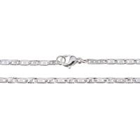 Halskette, Edelstahl, versilbert, unisex & Mariner-Kette, 5x2x0.5mm, Länge:ca. 17 ZollInch, verkauft von Strang