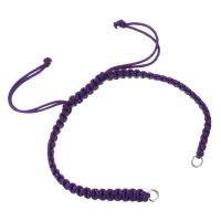 Нейлоновый шнуровой браслет, Нейлоновый шнурок, с Латунь, плакирован серебром, плетеный браслет & регулируемый, 6mm, отверстие:Приблизительно 3.5mm, длина:Приблизительно 6.5-11 дюймовый, продается Strand