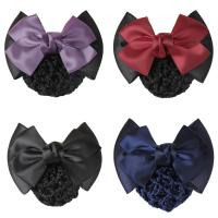 Polyester Hair Jewelry Flower, with Iron, for woman & with ribbon bowknot decoration 