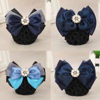 Polyester Hair Jewelry Flower, with Plastic Pearl & Iron & Zinc Alloy, plated & for woman & with rhinestone 