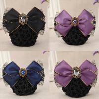 Polyester Hair Jewelry Flower, with Lace & Crystal & Iron & Zinc Alloy, plated & for woman & faceted 
