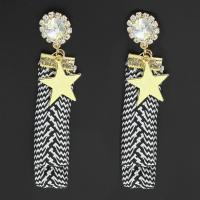 Cupronickel Drop Earring, with Caddice & Cubic Zirconia, sterling silver post pin, gold color plated, for woman 