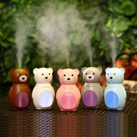 Humidifiers Vaporizer Moistener, ABS Plastic, with Polypropylene(PP) & PET & Silicone, Bear, 2-8hours\' timing & less than 1L & ultrasound & with USB interface & LED 