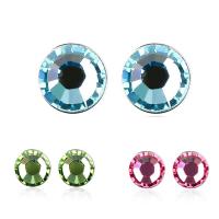 Brass Stud Earring, with CRYSTALLIZED™, Flat Round, platinum plated, for woman & faceted nickel, lead & cadmium free, 5mm 