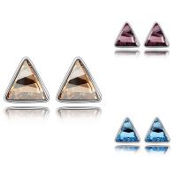 metal Arito, con Swarovski, Triángulo, chapado en platina real, para mujer & facetas, más colores para la opción, libre de níquel, plomo & cadmio, 19x19mm, Vendido por Par