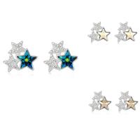 Brass Stud Earring, with CRYSTALLIZED™, Star, platinum plated, for woman & faceted nickel, lead & cadmium free 