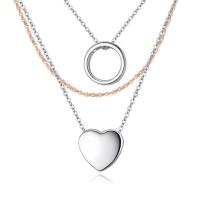 Multi слой ожерелье, Латунь, Сердце, Другое покрытие, Овальный цепь & Женский & 3-нить, не содержит никель, свинец, 12.6mm, длина:Приблизительно 15.5 дюймовый, продается Strand