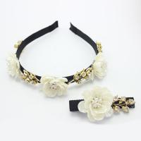 Grosgrain Ribbon Hair Accessories, with ABS Plastic Pearl & Shell & Zinc Alloy, Flower & with rhinestone, 22mm,50mm 