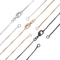 真鍮ケーブル リンク ネックレス , 銅, メッキ, ボックス チェーン, 無色, 1mm, 長さ:約 18 インチ, 50ストランド/バッグ, 売り手 バッグ