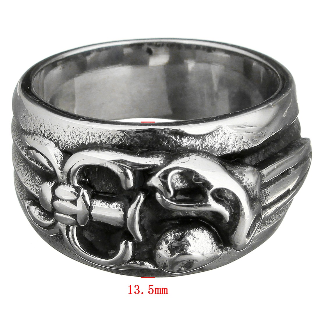 Stainless Steel Finger Ring, Unisex & different size for choice & blacken, 13.5mm, Sold By PC