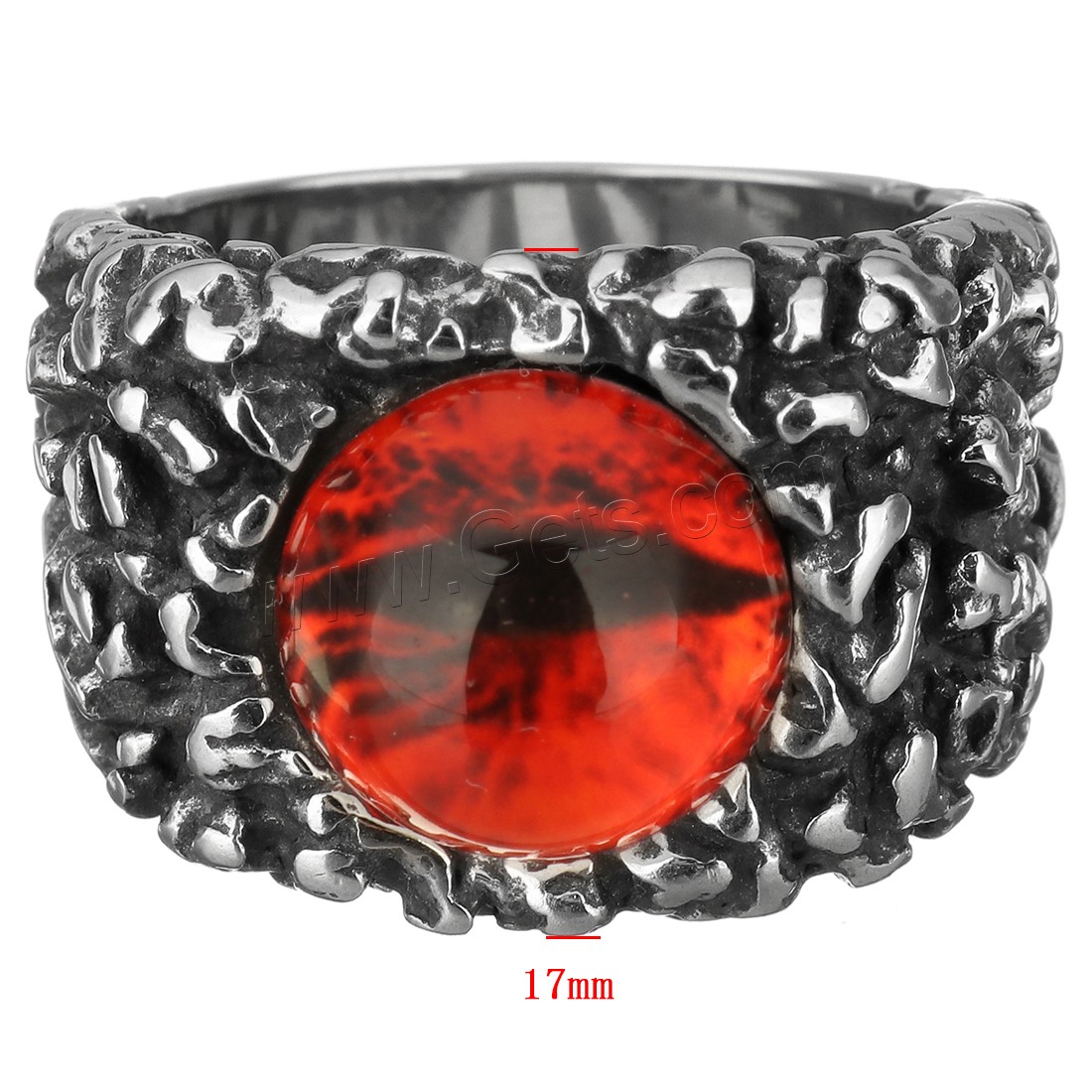 Stainless Steel Finger Ring, with Glass, Unisex & different size for choice & blacken, 17mm, Sold By PC