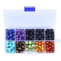 Perles de pierre gemme mixte, Rond, couleurs mélangées, 8mm Environ 1mm îte, Vendu par boîte