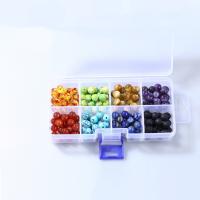 Mixed Gemstone Beads, with Plastic Box, Round, 8mm Approx 1mm 