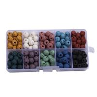 Natürliche Lava Perlen, mit Kunststoff Kasten, rund, gemischte Farben, 8mm, 128x65x22mm, Bohrung:ca. 1mm, 180PCs/Box, verkauft von Box