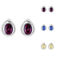 Brass Stud Earring, with CRYSTALLIZED™, Teardrop, platinum plated, for woman & faceted nickel, lead & cadmium free 