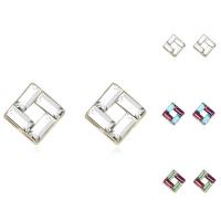 Brass Stud Earring, with CRYSTALLIZED™, Rhombus, real gold plated, for woman & faceted nickel, lead & cadmium free 