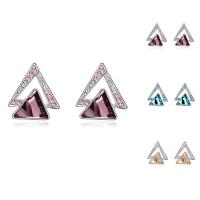 Brass Stud Earring, with CRYSTALLIZED™, Triangle, platinum plated, for woman & faceted nickel, lead & cadmium free 